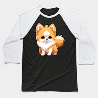 Pawsitively Adorable Anime Pomeranian Dog Baseball T-Shirt